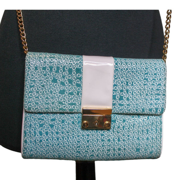 Inge Christopher Handbags - Inge Christopher Crossbody Bag Blue White Chain Print Fabric Purse
